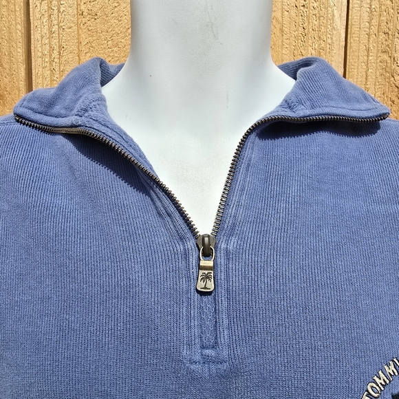 Tommy Bahama Relax 1/4 Zip Sweater Mens M Faded Blue Pullover Sweatshirt - Picture 8 of 13